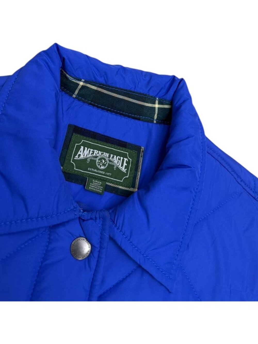 AMERICAN EAGLE Jacket Quilted Vibrant Blue Designer Puffer Parka Womens Small - Picture 2 of 5